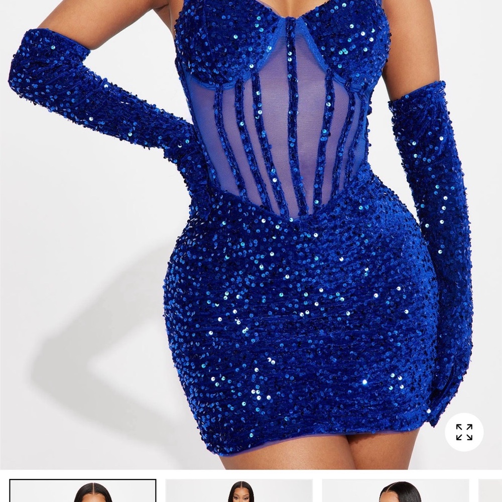 Fashion Nova Royal Blue Sequin Mini Dress